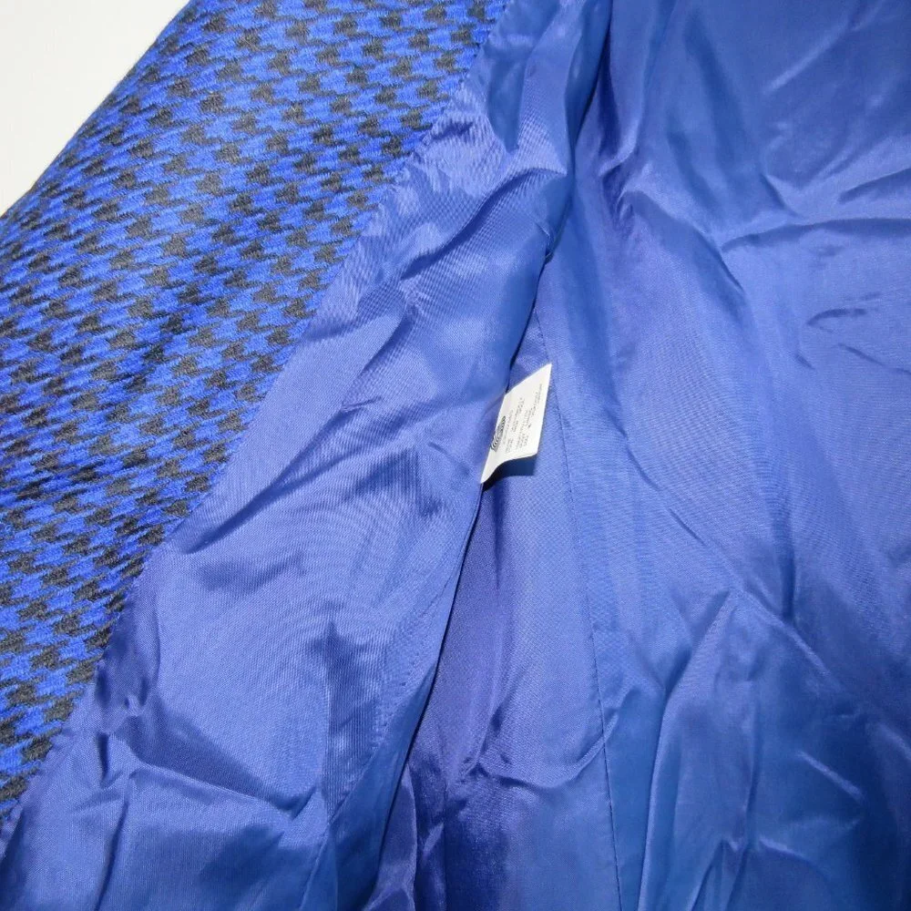 VINTAGE BASLER 100% Wool  Blue Houndstooth Blazer Jacket - US Size 6 - Picture 8 of 9